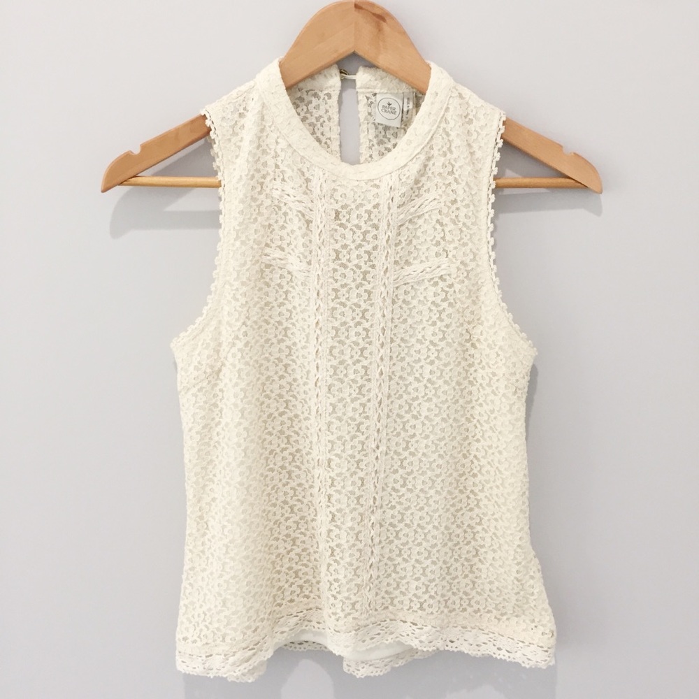 Anthro Paper Crane Lace Top